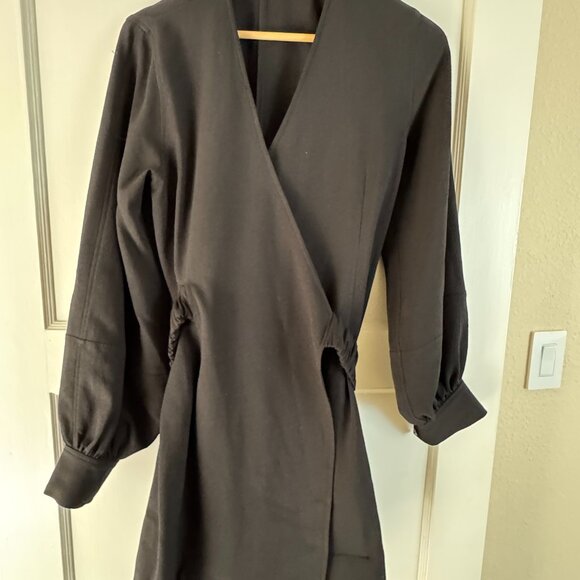 Ganni Other - Ganni Black Mini Wrap Dress - Crepe, Sz M